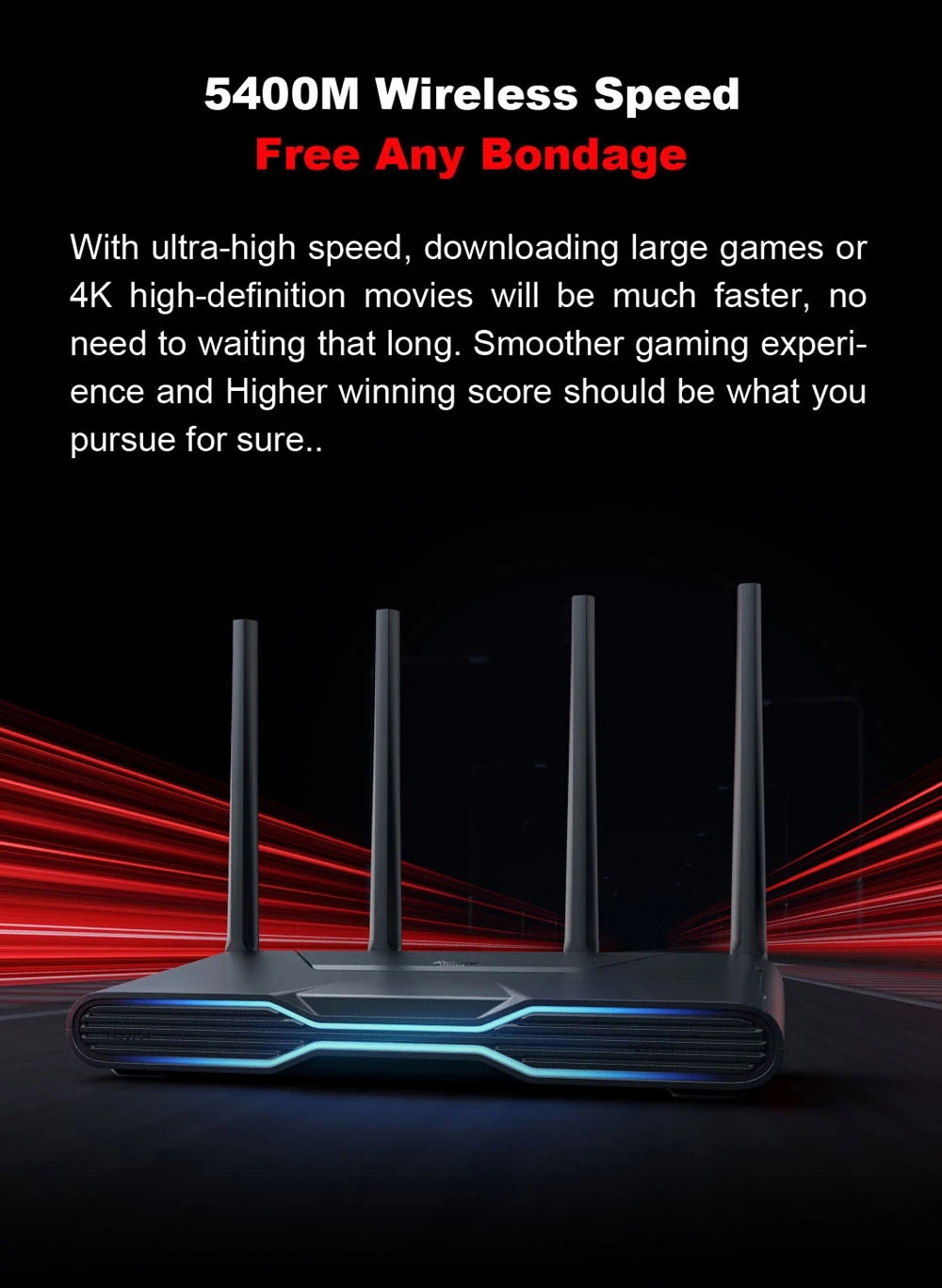 2022 Xiaomi Redmi AX5400 WiFi6 Gaming Router Dual Band 160MHz 4K QAM Mesh Repeater Router External Amplifier Game Dedicated Gaming 2.5G Network Port