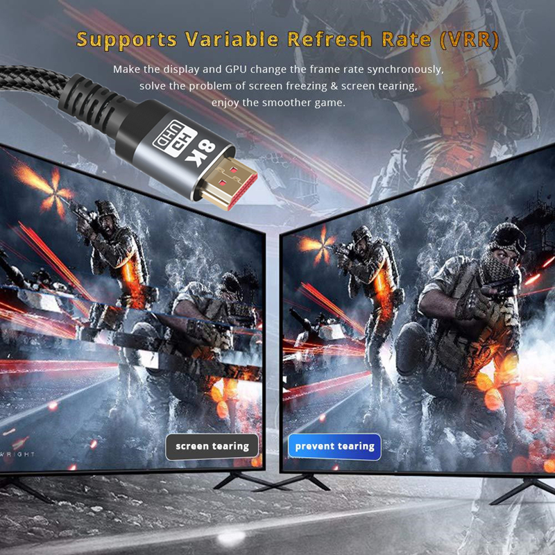 8K HDMI-compatible Cable 2.1 48Gbps High Speed 2.1 HD Video Cable Braided Cord 1M/2M/3M/5M for PS3/4 TV Laptop Monitor Projector
