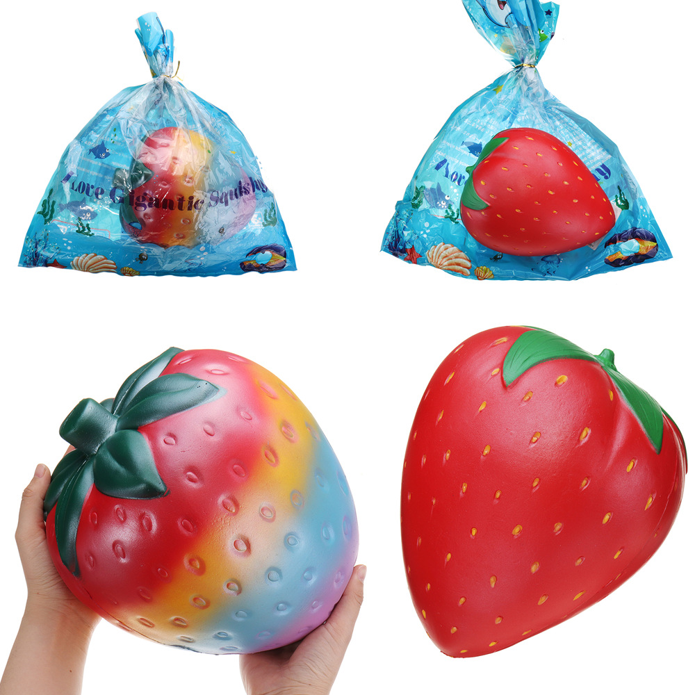 

2PCS Giant Strawberry Squishy 26 * 22CM Огромные фрукты медленно растут Soft Коллекция подарков для игрушек с упаковкой