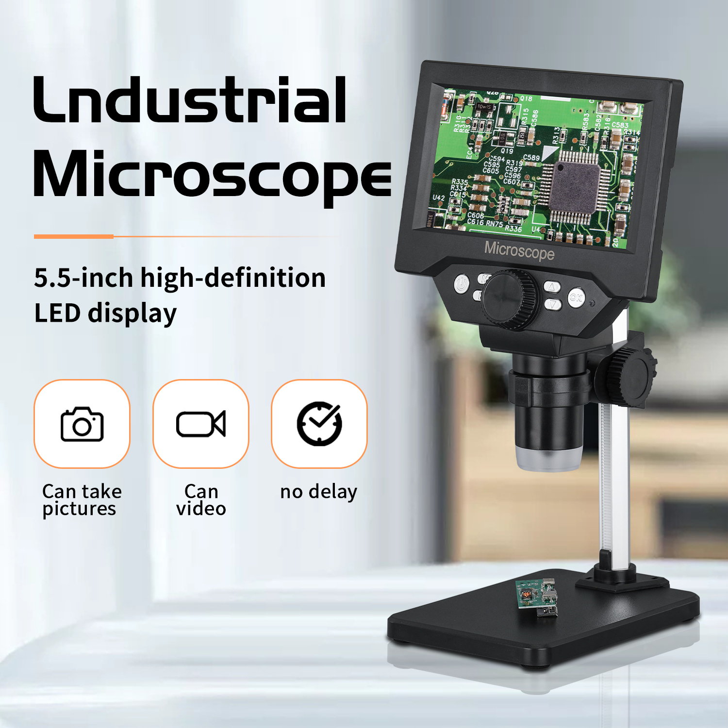 G5 G1000 1-1000X 5.5 Inch HD Portable Digital Electron Microscope Soldering Microscope Phone Repair Endoscope Magnifier With Battery