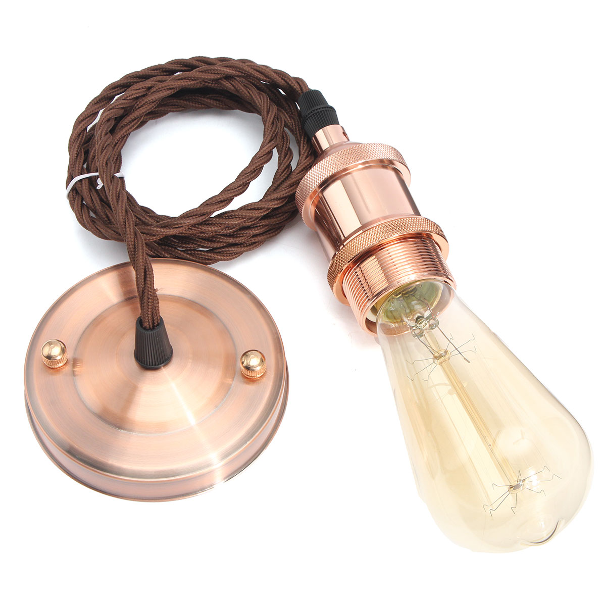 KINGSO 110V-220V 600W Vintage Lamp Holder Ceiling Canopy and Copper Socket with 2M Wire