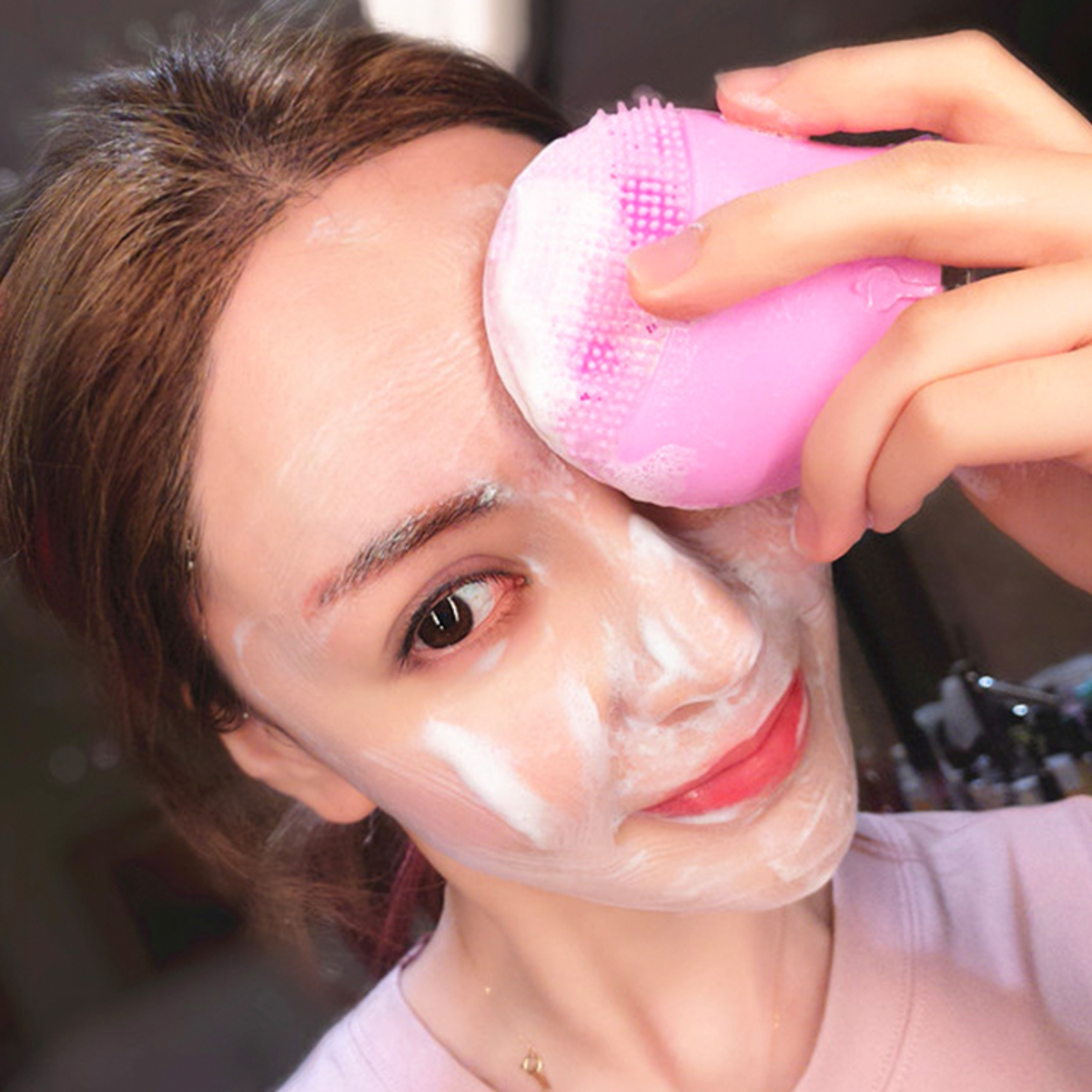 Rechargeable Facial Cleansing Brush Silicone Waterproof Face Massager Skin Tool