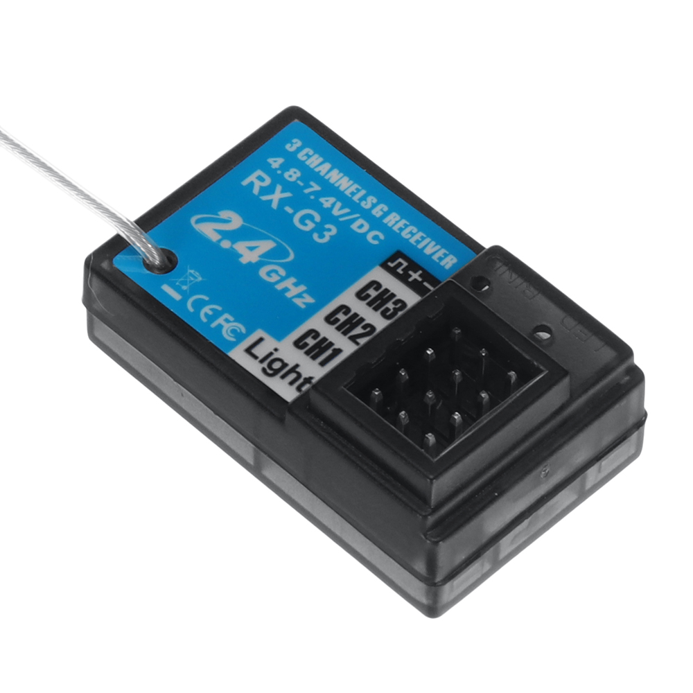 FLYUEACE T-8196A 2.4GHz 3CH Light Group Transmitter with RX-G3 Receiver for RC Car Boat Tank