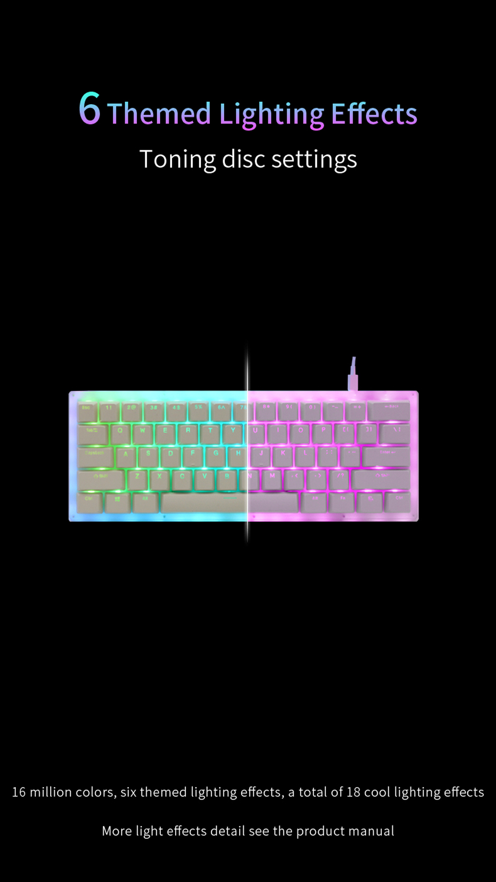GamaKay K61 Mechanical Keyboard 61 Keys 60 Keyboard Hot Swappable Type-C 3.1 Wired USB Translucent Glass Base Gateron Switch ABS Two-color Keycap NKRO RGB Gaming Keyboard