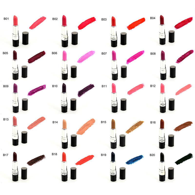 20 Colors Lip Nude Bright Stick Vampire Black Purple Lipstick Exaggerated Color Makeup Comestic