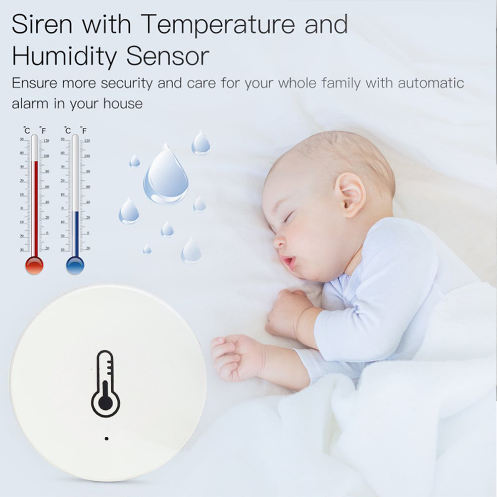 Tuya ZIGBE Temperature and Humidity Sensor with Siren Intelligent APP Remote Control Thermometer Hygrometer Detector