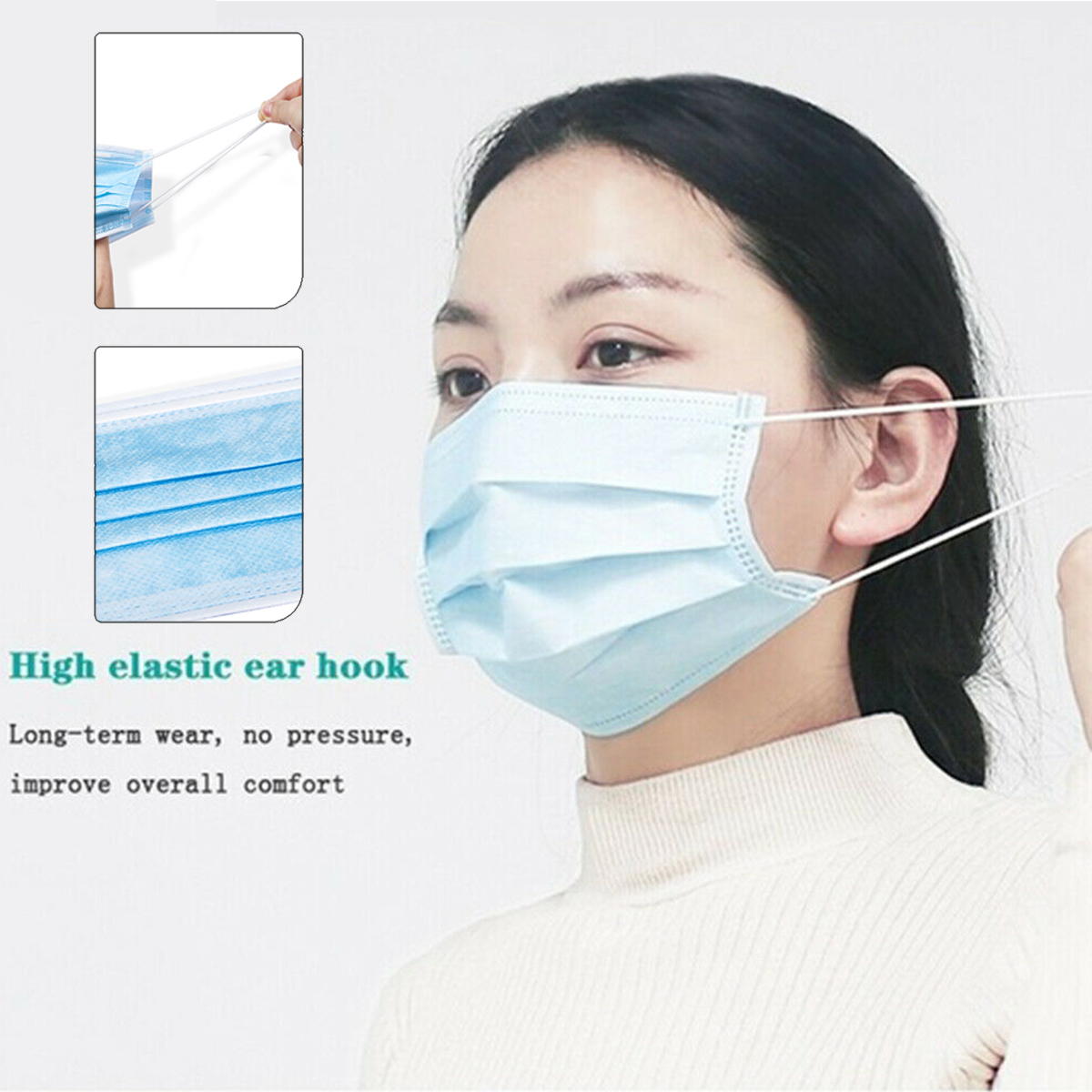 50pcs Face Mouth Masks Fast delivery Hot Sale 3-layer Mask Non Woven Disposable Anti-Dust Masks Earloops Masks