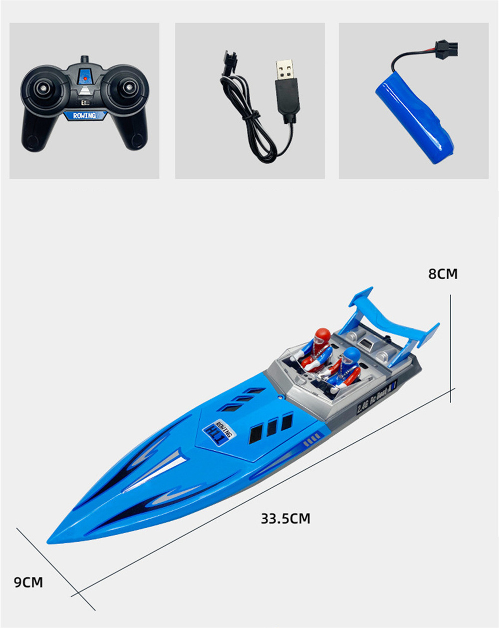 H11 2.4G 4CH RC Boat Vehicles Models High Speed Speedboat Waterproof 20km/h Electric Racing Lakes Pools Remote Control Toys