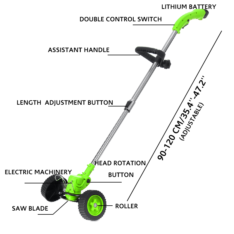 12V Portable Electric Grass Trimmer Handheld Lawn Mower Agricultural Household Gardening Tool W/ 1/2 Battery