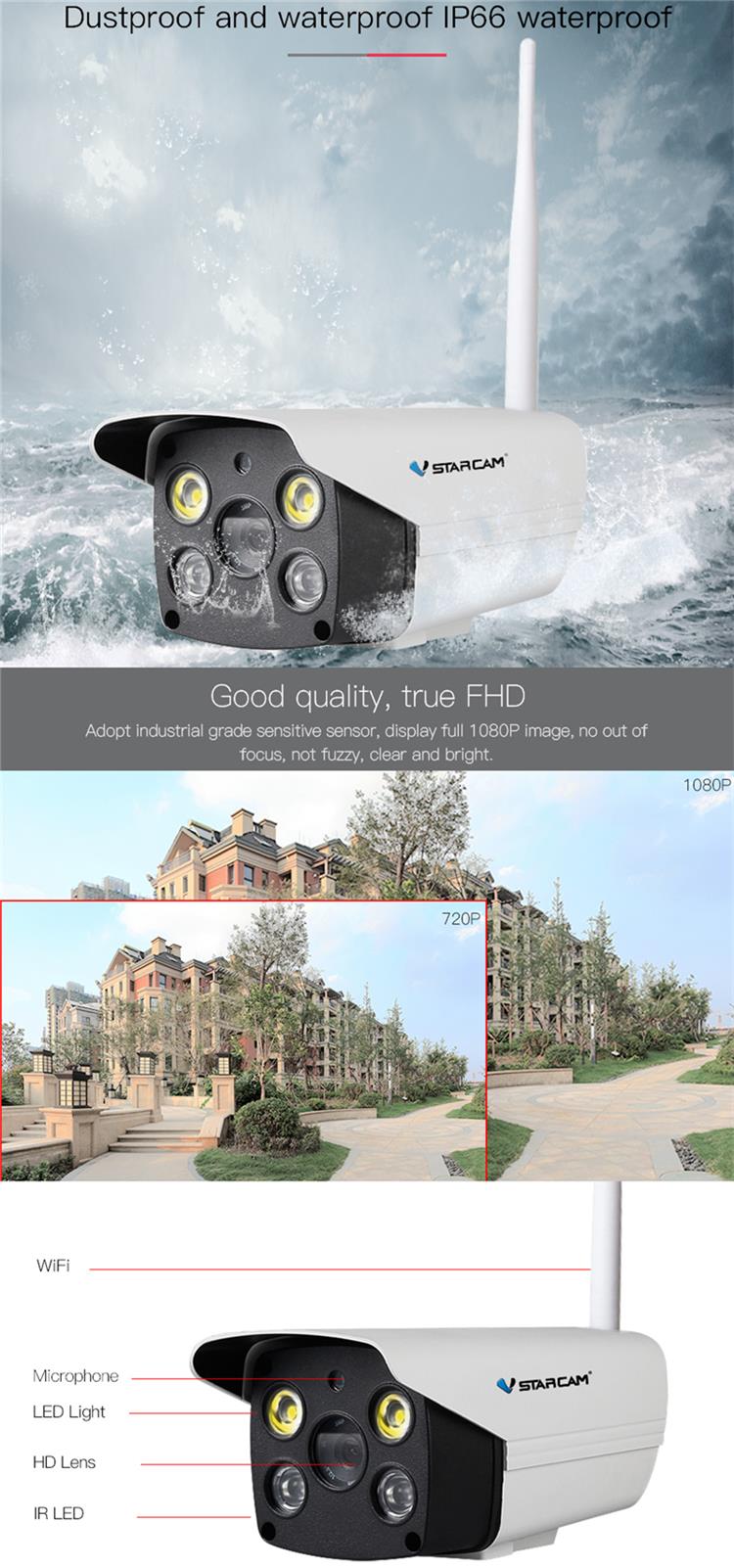 Vstarcam C18S Waterproof IP WiFi Camera AP Hots Pan/Tilt Motion Detection Alarm Push IR CCTV 17