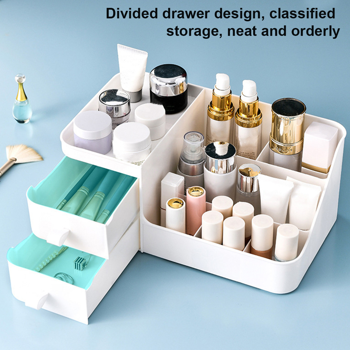 Desktop Cosmetic Storage Box Drawer Makeup Brushes Organizer Dressing Table Skin Care Rack Sundries Container
