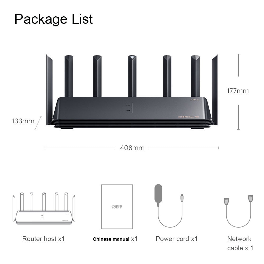 Xiaomi Mi Router 7000 Tri-Band WiFi Repeater 1GB Large Memory USB 3.0 IPTV 4 x 2.5G Ethernet Ports Modem Signal Amplifier NFC Mesh Networking