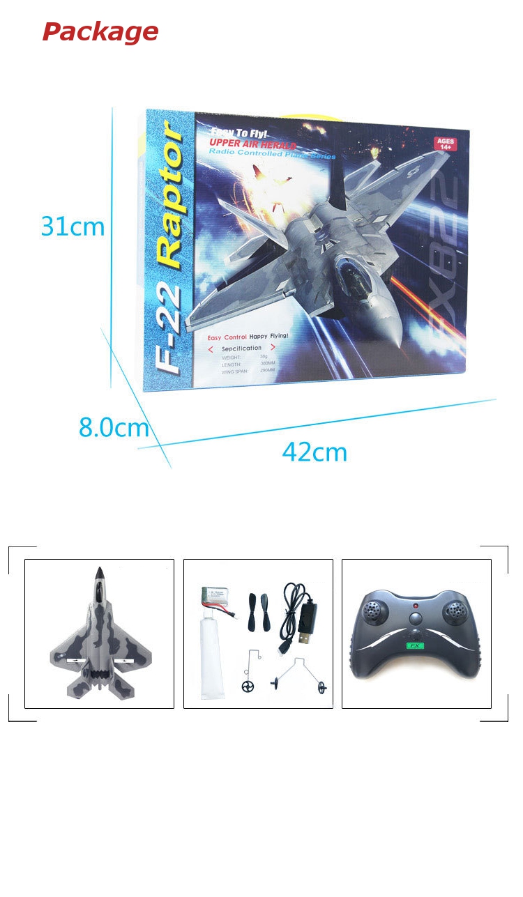 FX-822 F22 2.4GHz EPP RC Airplane Glider RTF with Battery Remote Controller - Photo: 7