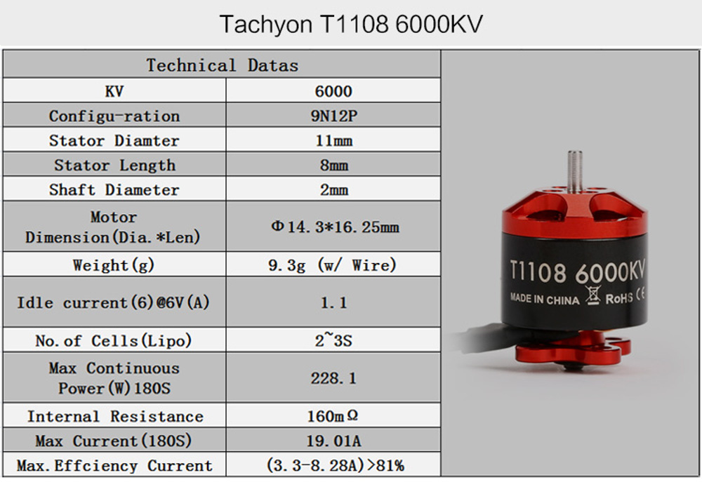 IFlight Tachyon T1108 5000KV/6000KV Micro Brushless Motor for RC Drone FPV Racing Multi Rotor - Photo: 10