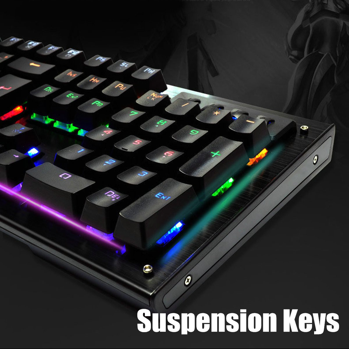 104 Keys Blue Switch USB Wired Backlit Mechanical Computer Gaming Keyboard 75