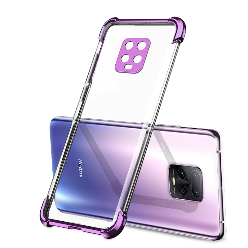 Bakeey for Xiaomi Redmi Note 9S / Redmi Note 9 Pro Case 2 in 1 Plating with Airbag Lens Protector Ultra-Thin Anti-Fingerprint Shockproof Transparent Soft TPU Protective Case Non-original