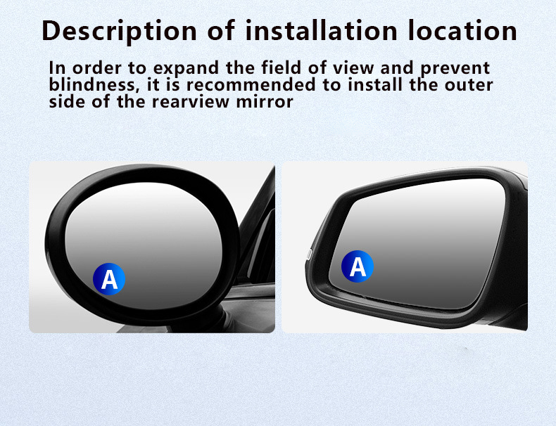 2pcs Car Suction Cup Mount Auxiliary Rearview Mirror 360° Rotating Wide-angle Round Frame Blind Spot Mirror