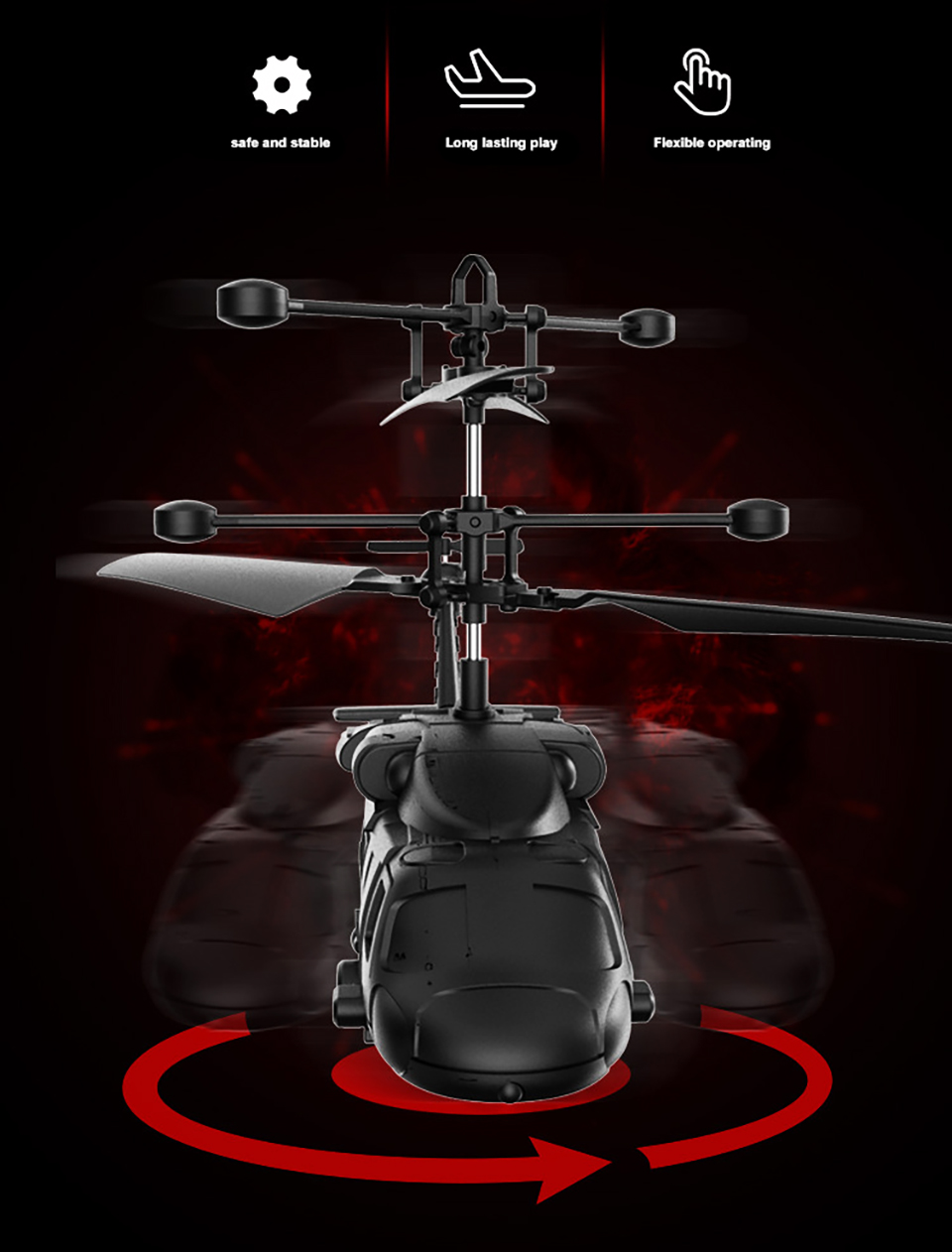 CH038 3.5CH Tail-lock Gyroscope LED Light Military RC Helicopter RTF