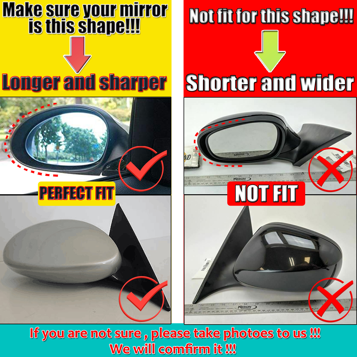 Car Rear View Mirror Cap Cover Replacement Glossy Black Left & Right for BMW E90 E91 2005-2007 E92 E93 2006-2009 M3 Style