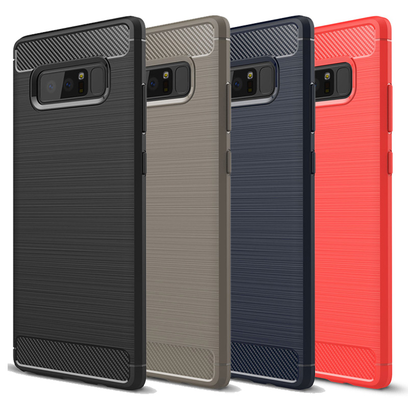 

Bakeey Carbon Fiber Brushed Finish Anti Fingerprint Soft TPU Case For Samsung Galaxy Note 8