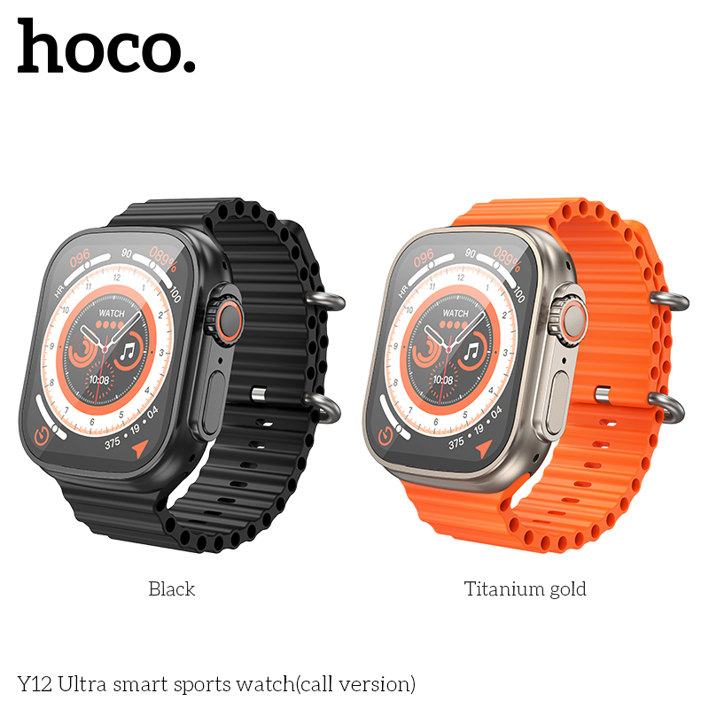 HOCO Y12 Ultra 1.96 inch HD Screen bluetooth Call Heart Rate Blood Oxygen Monitor IP67 Waterproof Multi-sport Modes Smart Watch