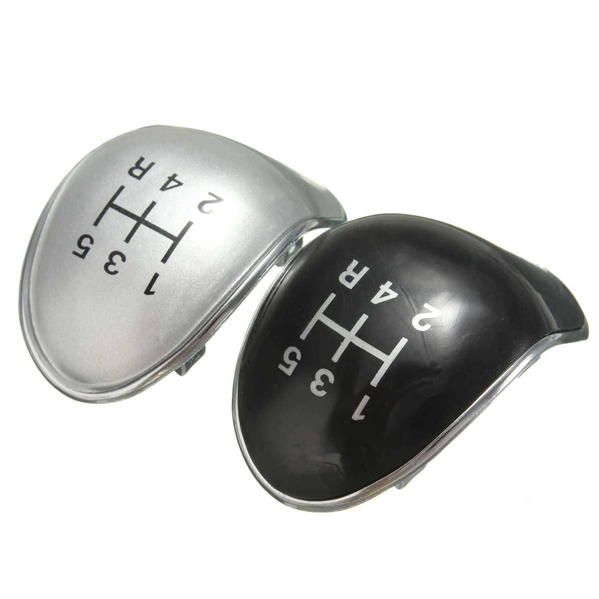 5 Speed Gear Stick Shift Knob Cap Cover Black/Chrome Replacement For Ford Fiesta Focus