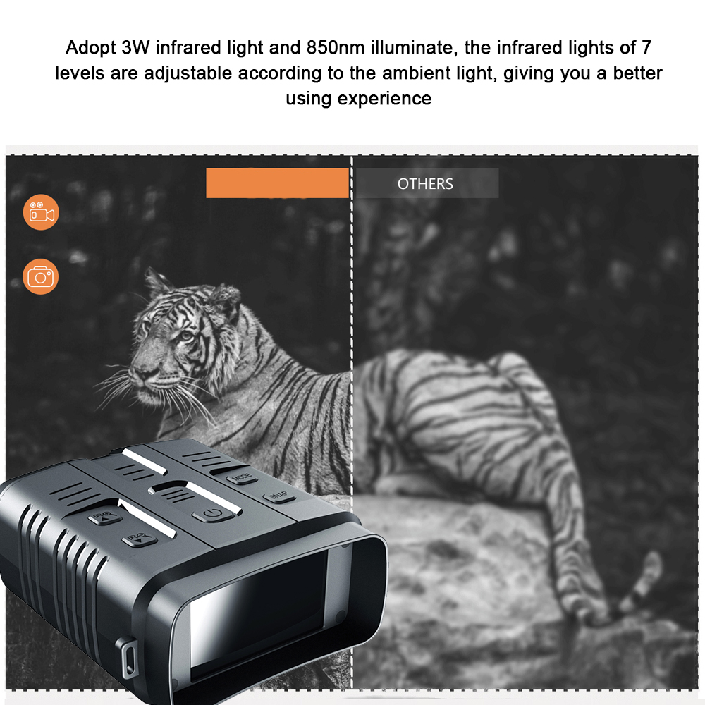R19 1080P Digital Infrared Night Vision Device 5X Zoom Rechargeable Day Night Dual Use 7 Level Infrared Light IP54 Waterproof 300M Full Dark Viewing Distance Outdoor Binocular Night Vision Camera Infrared Telescope for Hunting Camping