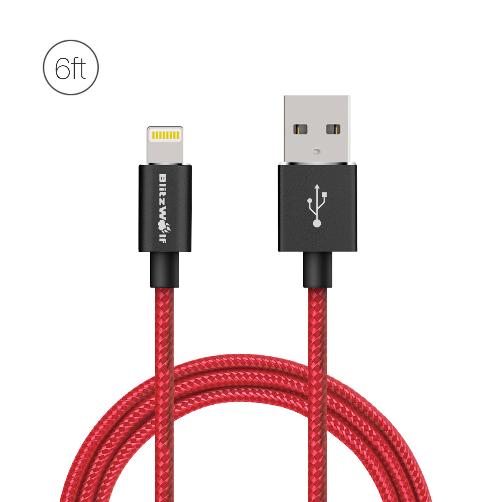 

BlitzWolf® BW-MF6 2.4A Lightning to USB Braided Data Cable 6ft/1.8m for iPhone 8 Plus X 7 Plus