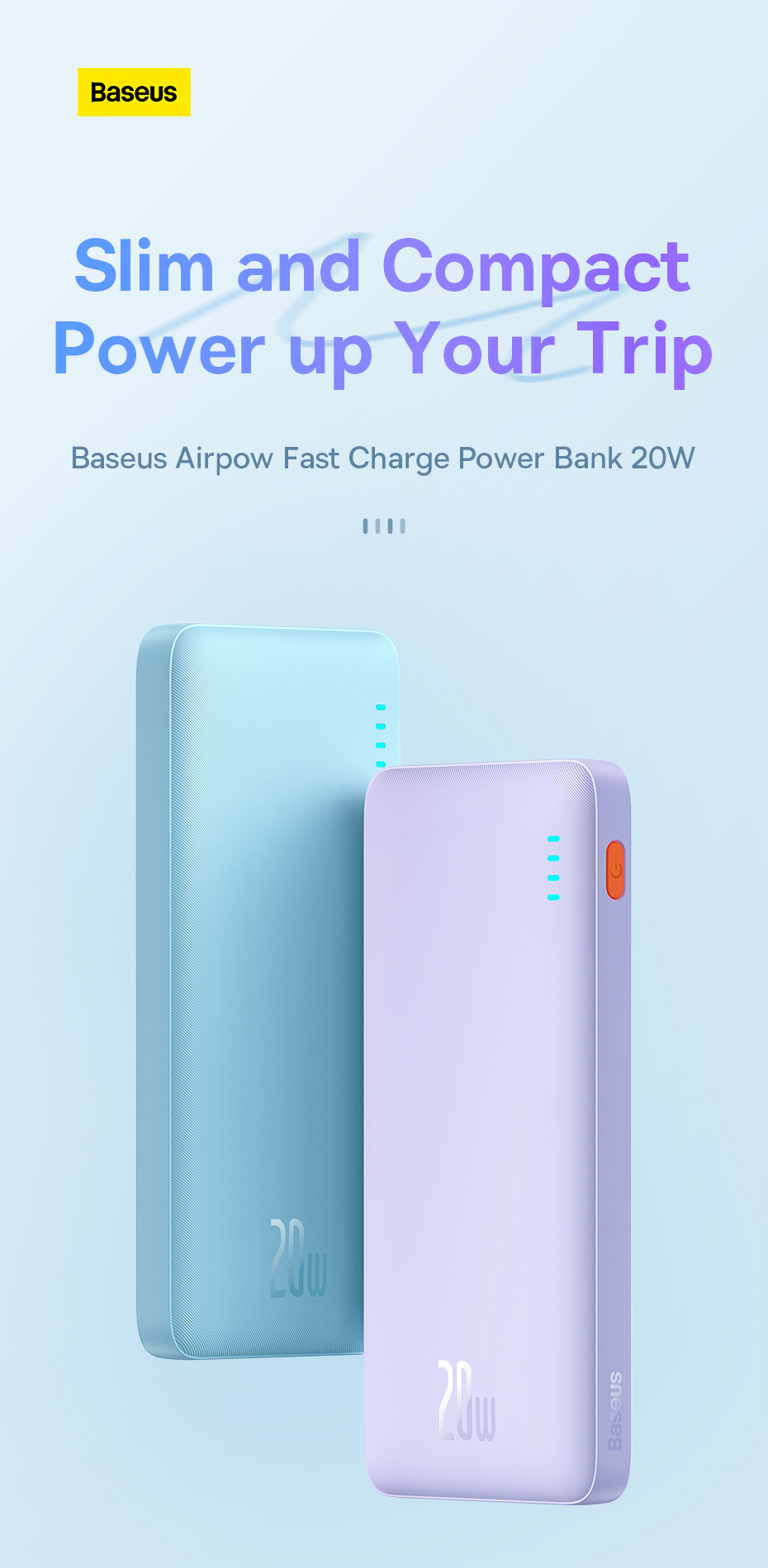 Baseus PPAP10 Airpow 30000mAh PD 20W Two-way Fast Charge Dual Input Dual Output Power Bank for iPhone 14 Pro Max for Samsung Xiaomi Huawei