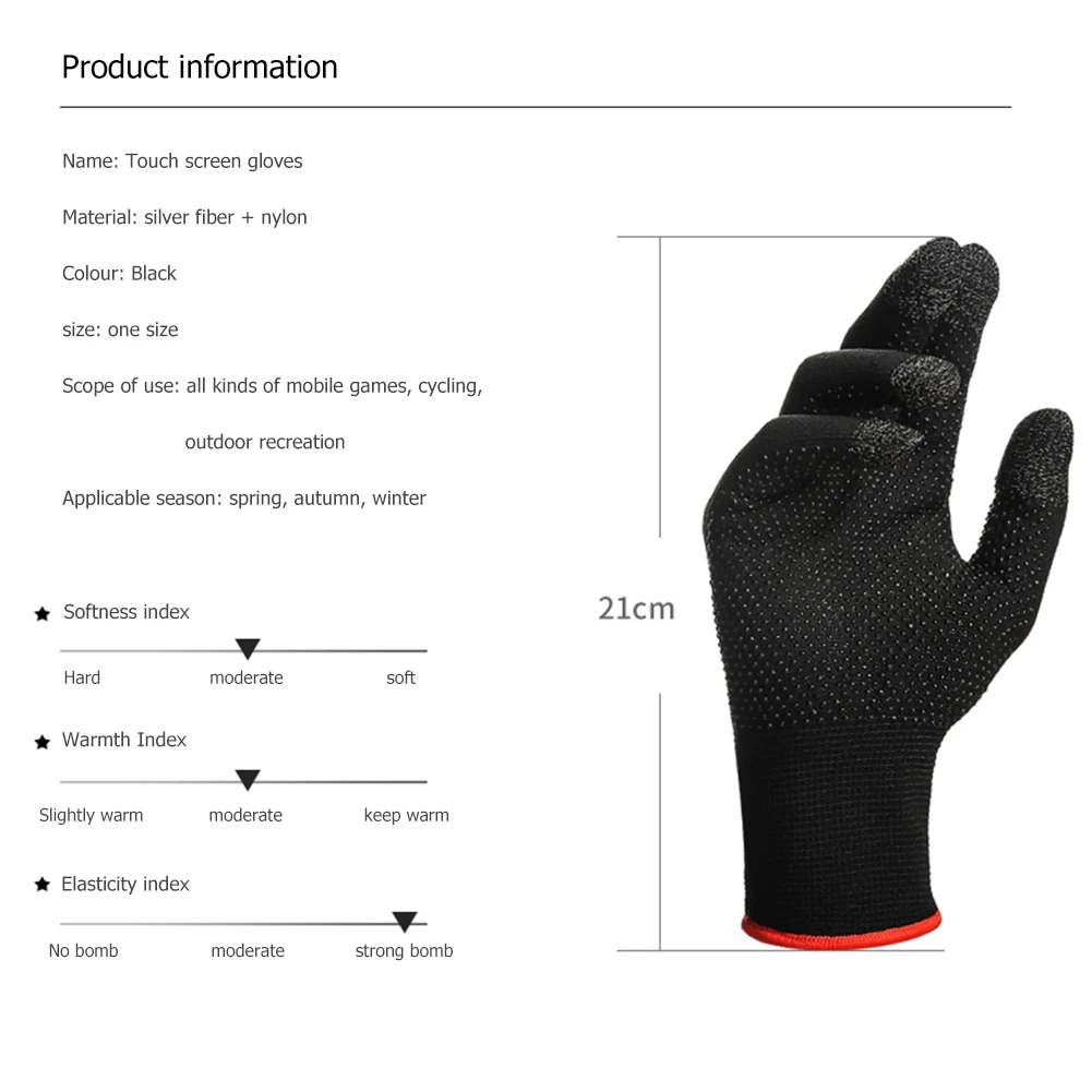 Anti Slip Touch Screen Gloves for Mobile Games Breathable Sweatproof Knit Thermal Gloves for PUBG FPS Gaming