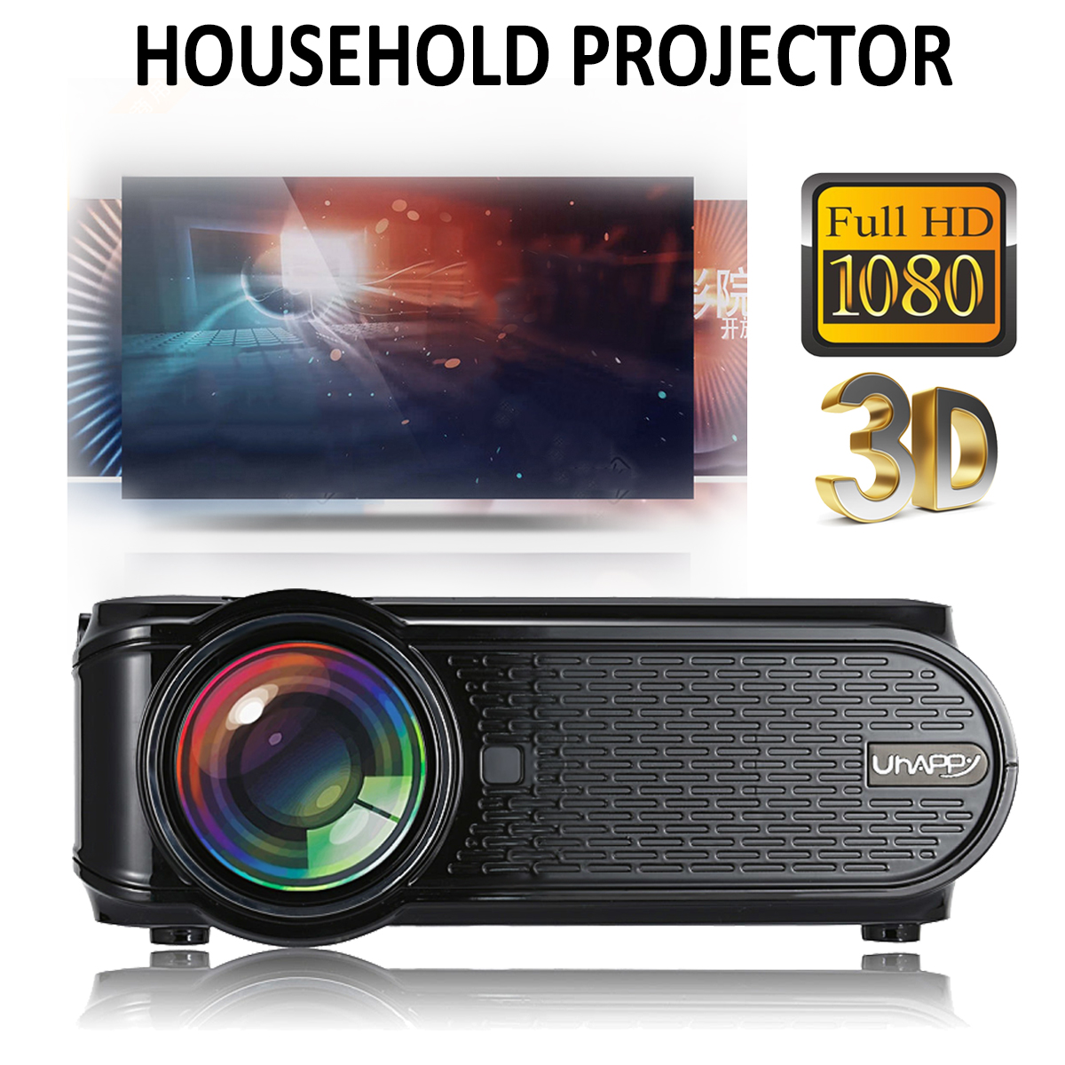 UHAPPY U90 Black Android 6.0 2000 Lumens LED WiFi bluetooth 4.0 Projector 800 x 480 Support 1080p 11