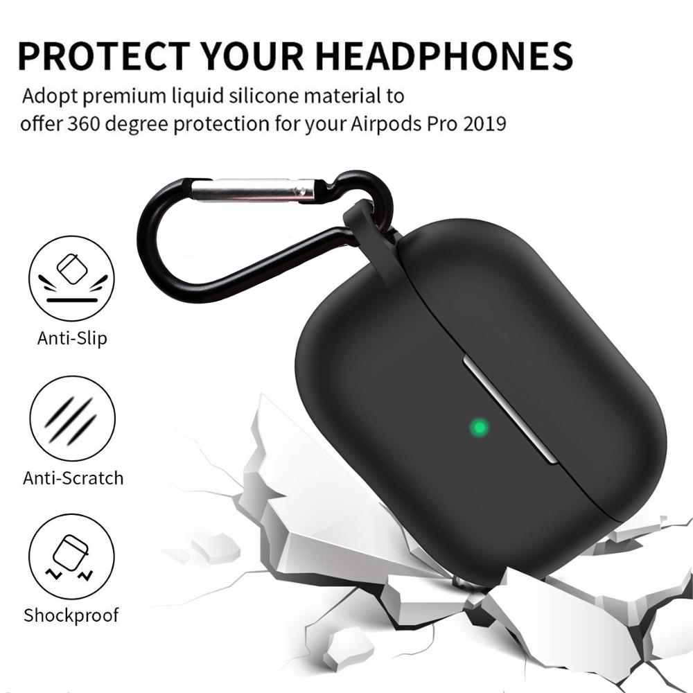 Pure Soft Silicone Shockproof Earphone Storage Case Cover with Keychain for Apple Airpods Pro