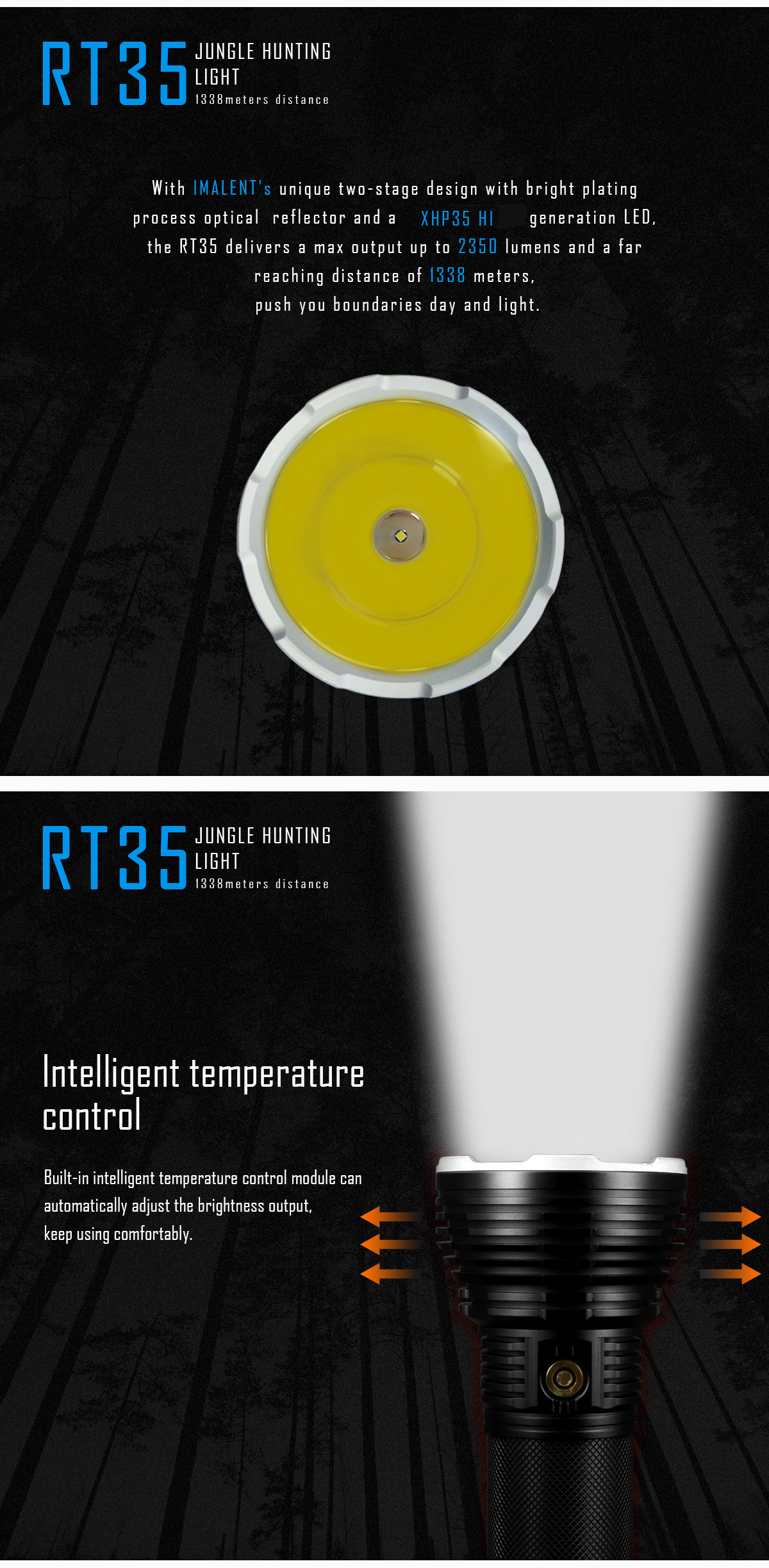 IMALENT RT35 XHP35 HI 2350LM Magnetic Charging Intelligent Temperature Control LED Flashlight