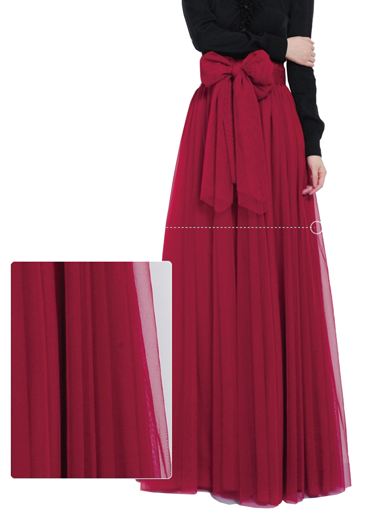 Wine Red High Waist Mesh Women Skirt