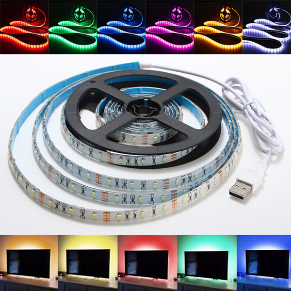 1M Waterproof USB SMD3528 TV Background Computer LED Strip Tape Flexible Light DC5V 
