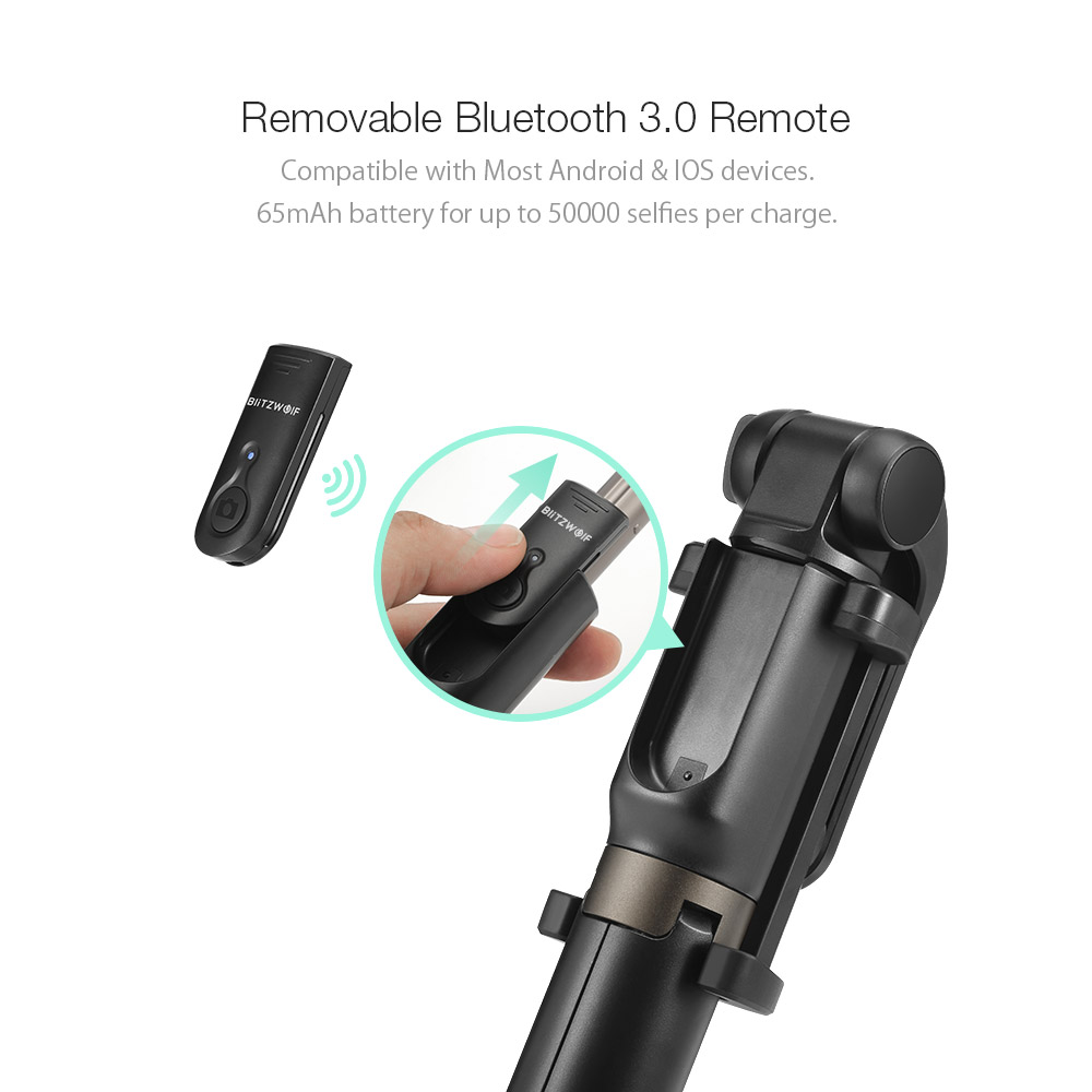 BlitzWolf® BW-BS3 Спортивный разносторонний 3 в 1 Bluetooth Штатив Моноподы и пульты для селфи Селфи-палка как для спорта камера, так и для смартфона