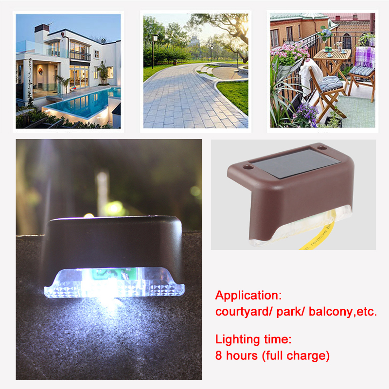Solar Powered LED Path Landscape Mount Outdoor Garden Stair Fence Lamp