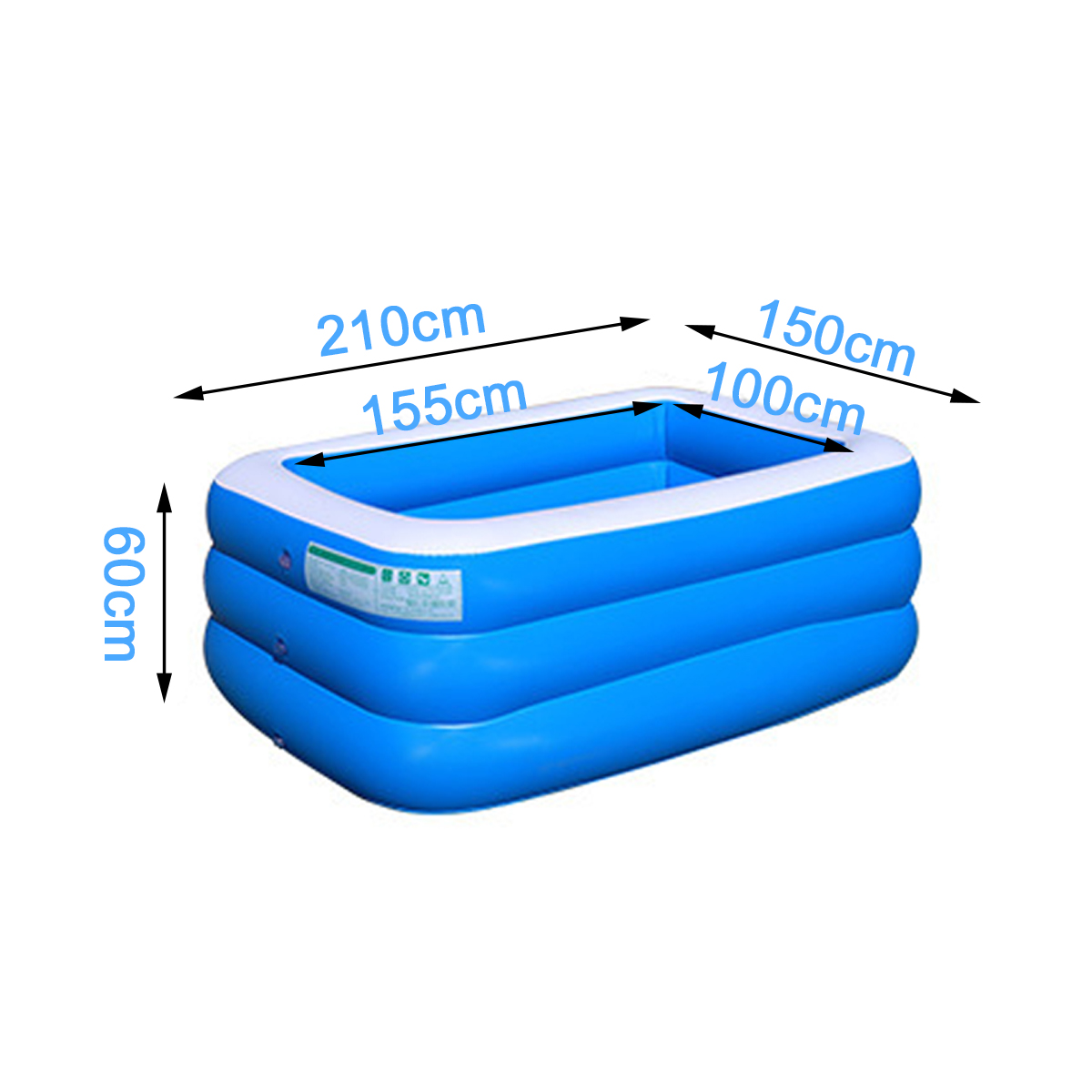 3-Layer Blue And White Inflatable Foldable Portable Swimming Pool Bathtub for Adult Children Home