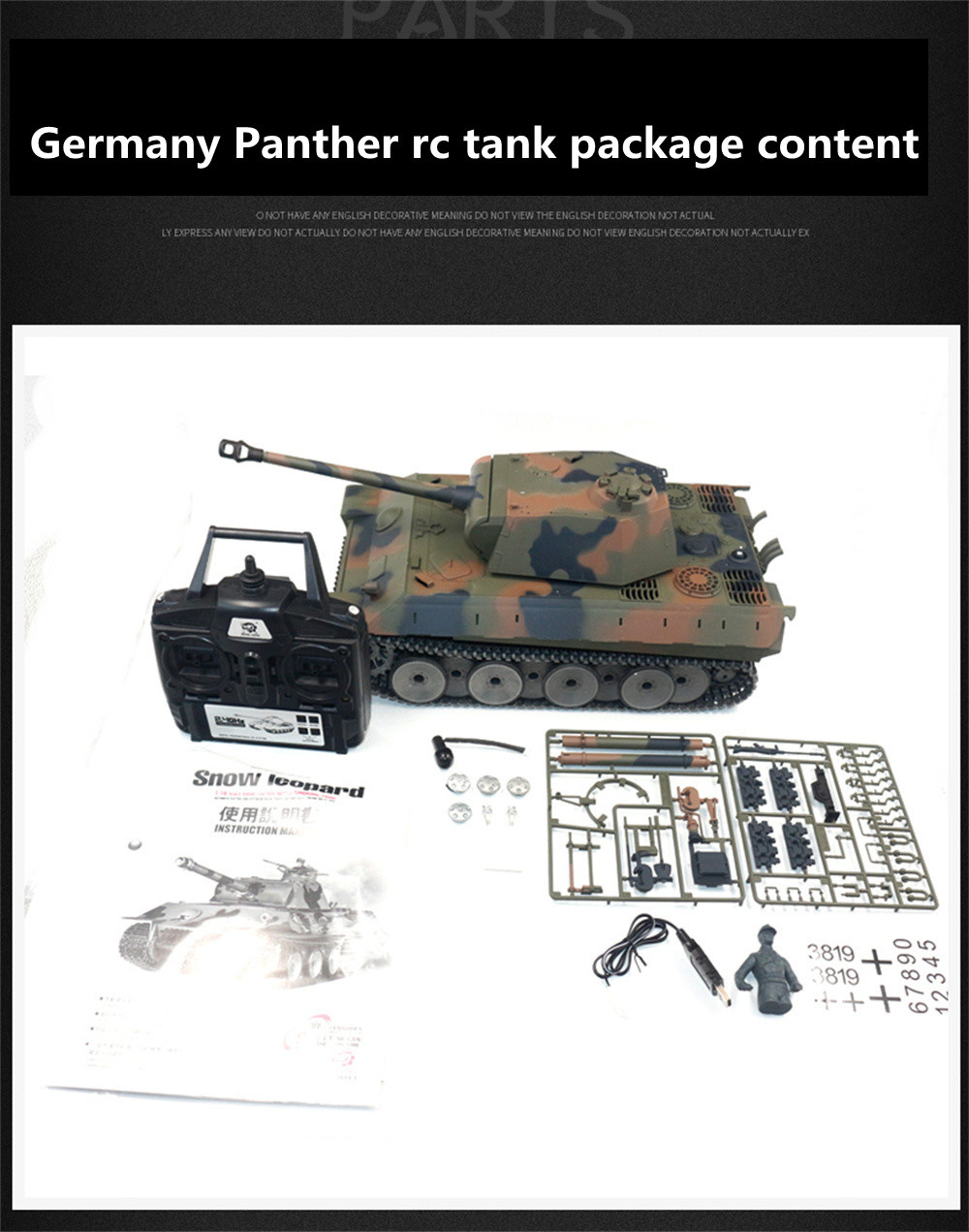 Heng Long 3819-1 7.0 1/16 2.4G Larger Germany Panther RC Tank Infrared Battle Launch Vehicles Models Smoke Sound Toys