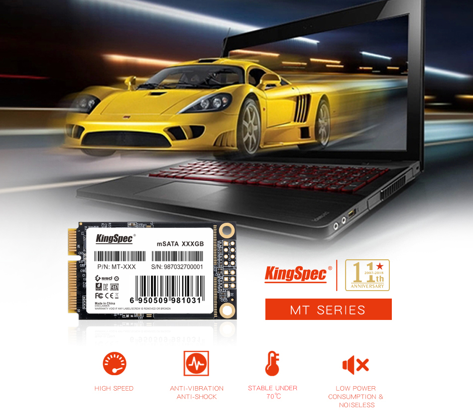 Kingspec mSATA Internal Solid State Drive mSATA Hard Drive SSD For Laptop Desktop 64/128/256/512GB 8