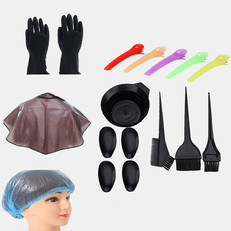 22 Pcs Hair Coloring Tool Set Comb Brush Disposable Shower Cap Latex Gloves Hairdressing Tools