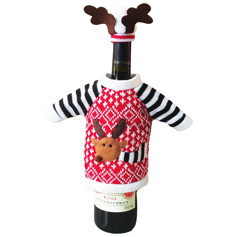 

Новогоднее украшение для бутылок с Рождеством Новогоднее украшение для новогоднего оленьего лося Красное вино с шампанским