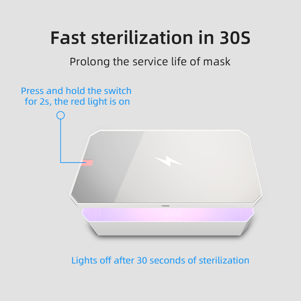 [Wireless Charging] Corfu XD01 UV Ultraviolet Sterilization Box Watch Glasses Jewelry Masks Disinfection Wireless Charging for Mobile Phone