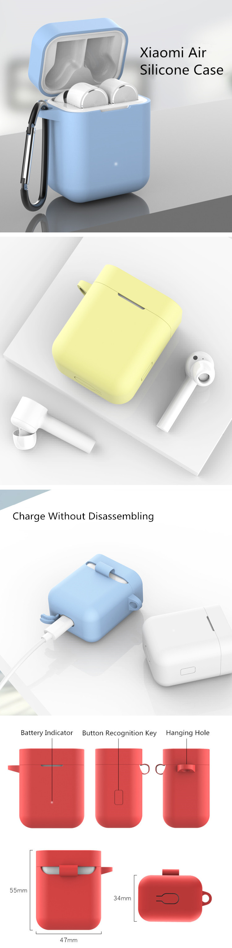 Portable Silicone Protective Cover Anti-drop Storage Case for Air bluetooth Earphone Headphone