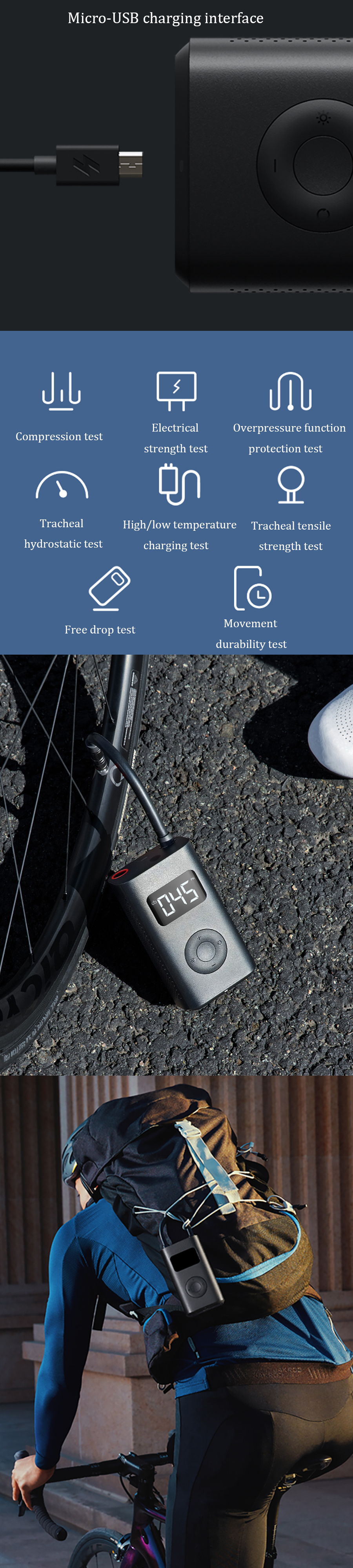 Xiaomi 5V 150PSI Bike Pump USB Charging Electric Air Pump Camping Cycling Portable Basketball Football Pump Tools