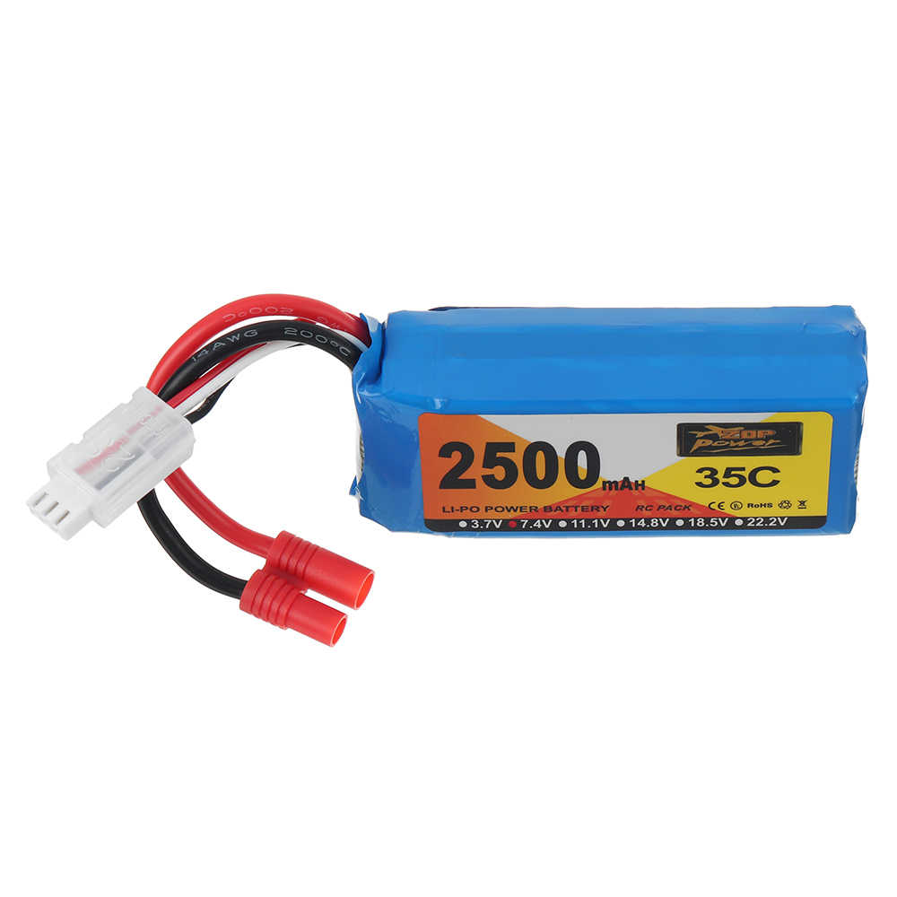ZOP Power 7.4V 2500mAh 35C 2S LiPo Battery 3.5 Banana Plug  for RC Car