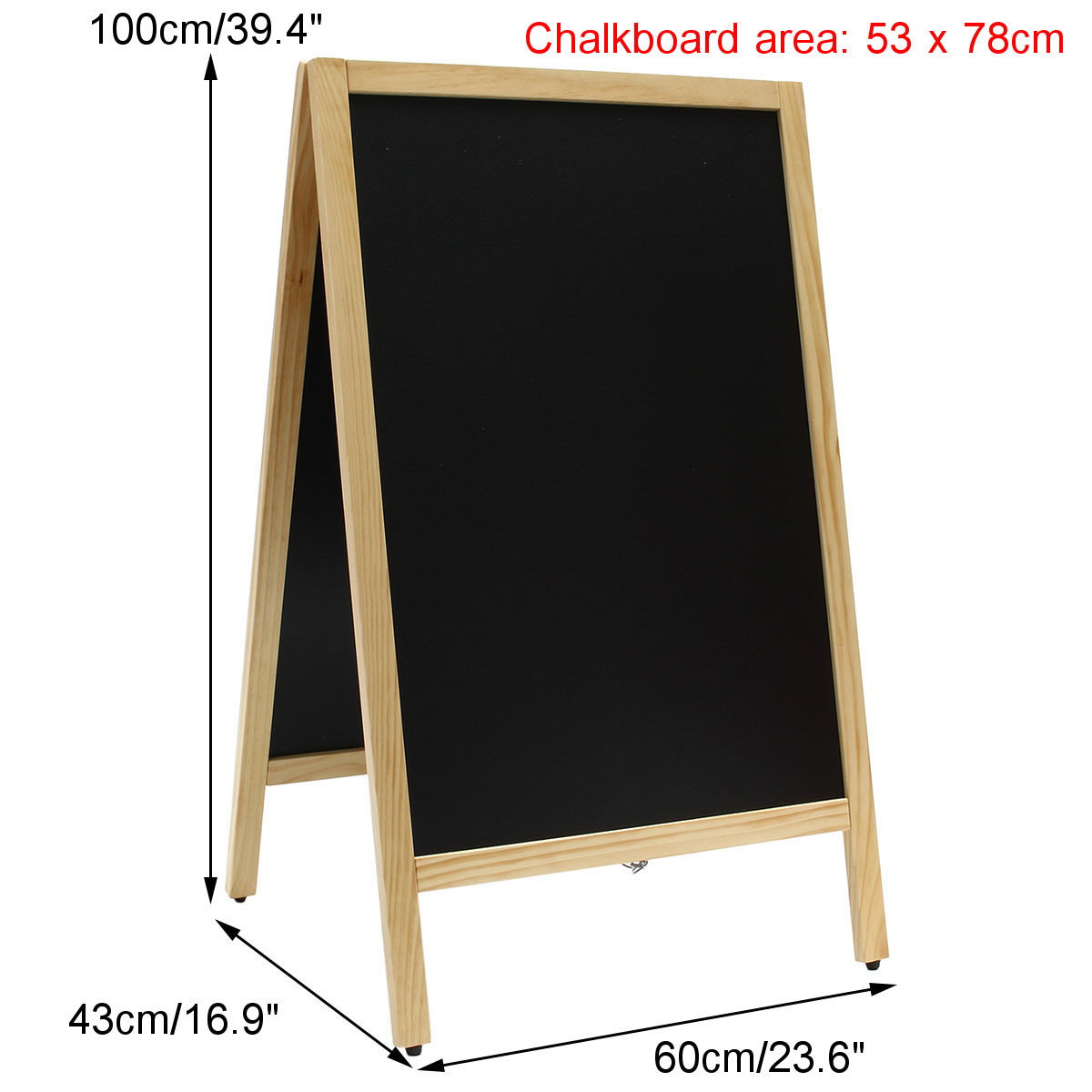 24x39 Inch Double-sided Foldable Pinewood Frame Chalkboard Wedding Shop Sign Memo Message Menu Board