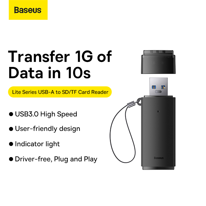 Baseus Card Reader USB3.0 to SD/TF Memory Card Adapter Flash Drive Laptop Accessories High Speed USB-A Cardreader