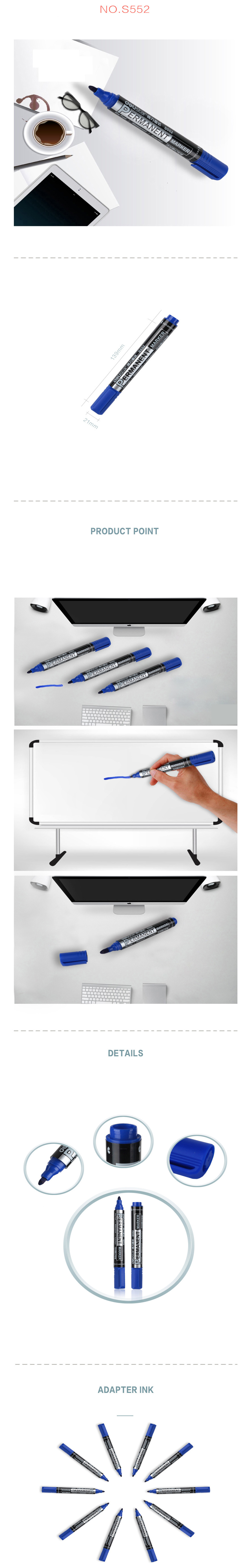 Deli S552 Marker Pen Large Capacity Add Ink Oily Large Head Markers Pen Marking Writing Pen