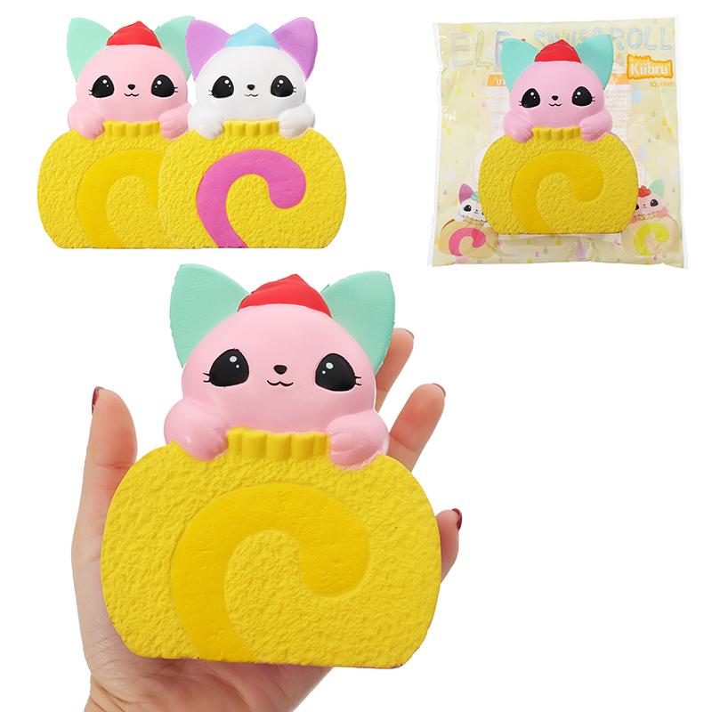 

Kiibru Squishy Cat Swiss Roll Cake 10.5cm Licensed Slow Rising With Packaging Collection Gift Soft Toy